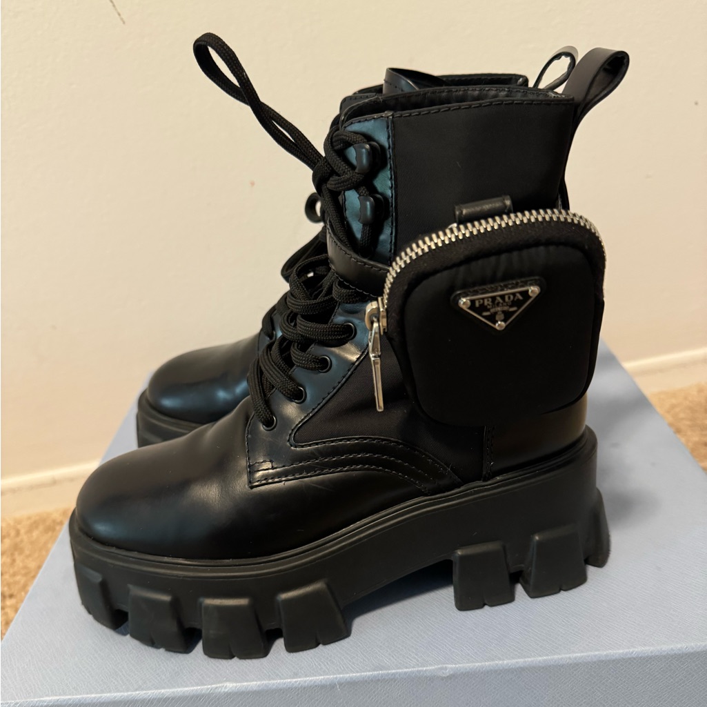 Prada | Shoes | Prada Boots With Side Nylon Pouches | Poshmark